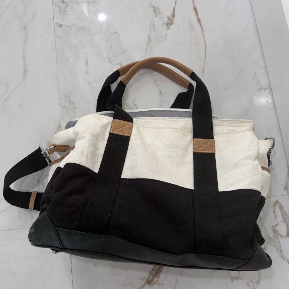 Pottery Barn Baby classic diaper tote bag black and white color blocked
